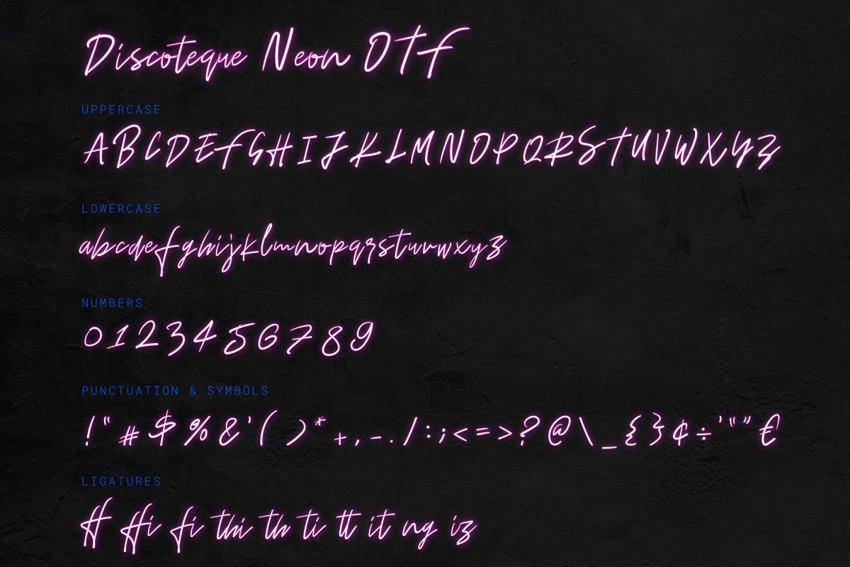 霓虹灯字体样式 Discoteque Neon Font #