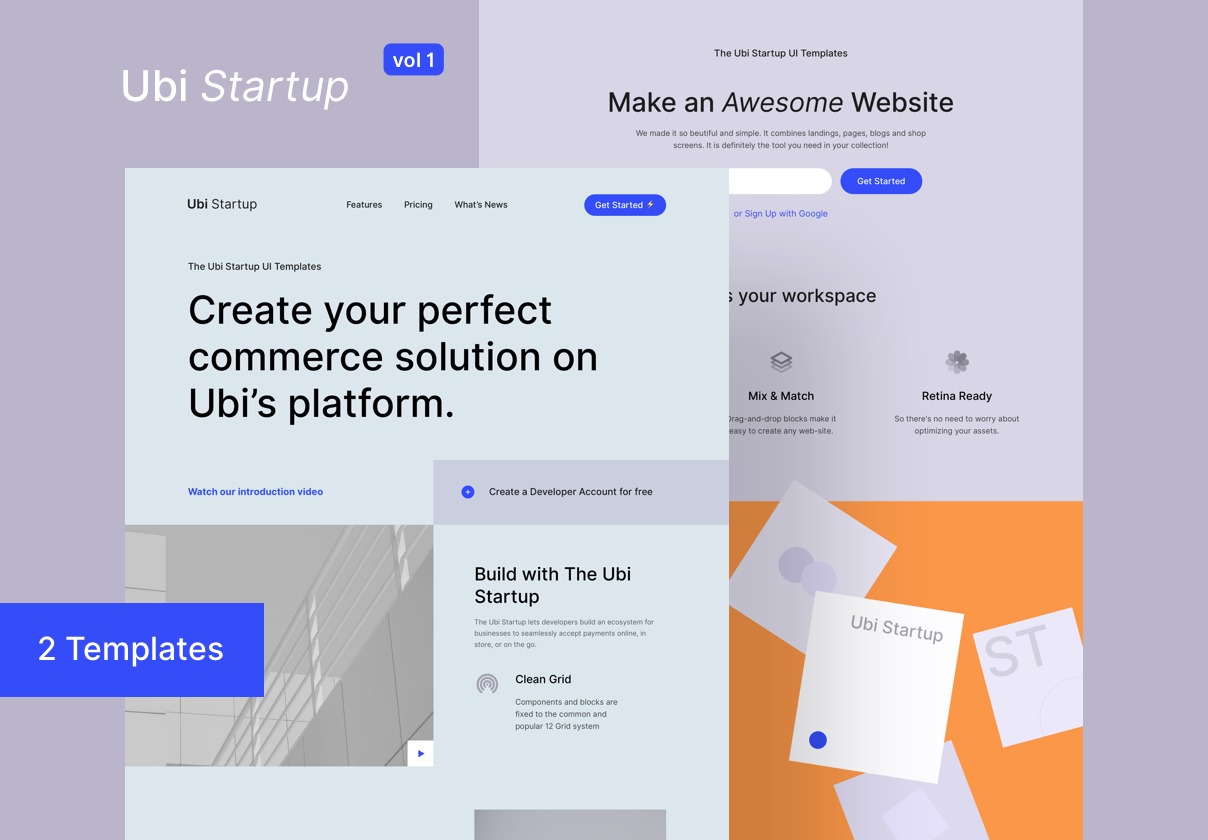 高质量创意机构工作室专用网页模板 Ubi Startup T