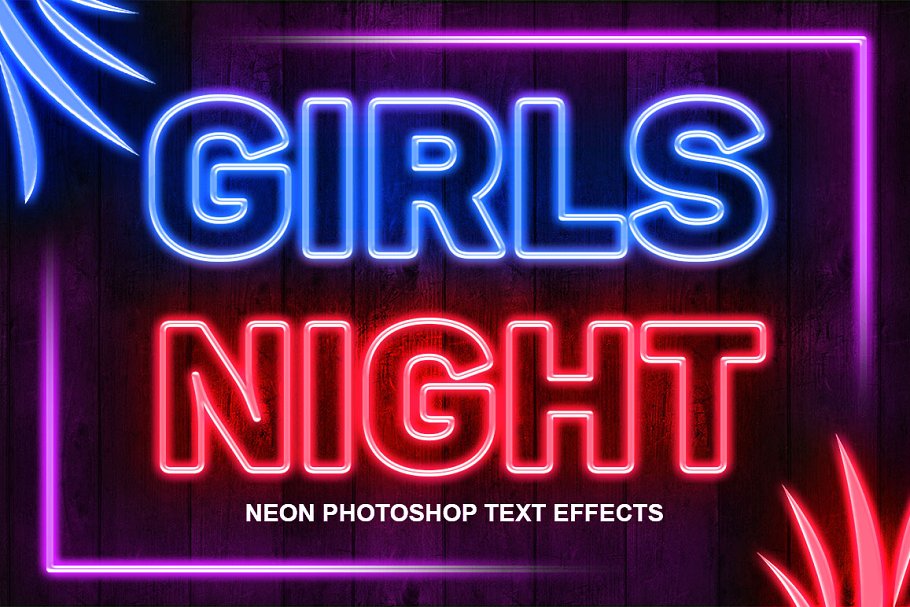 文字和图形PS动作下载 Neon Photoshop Act