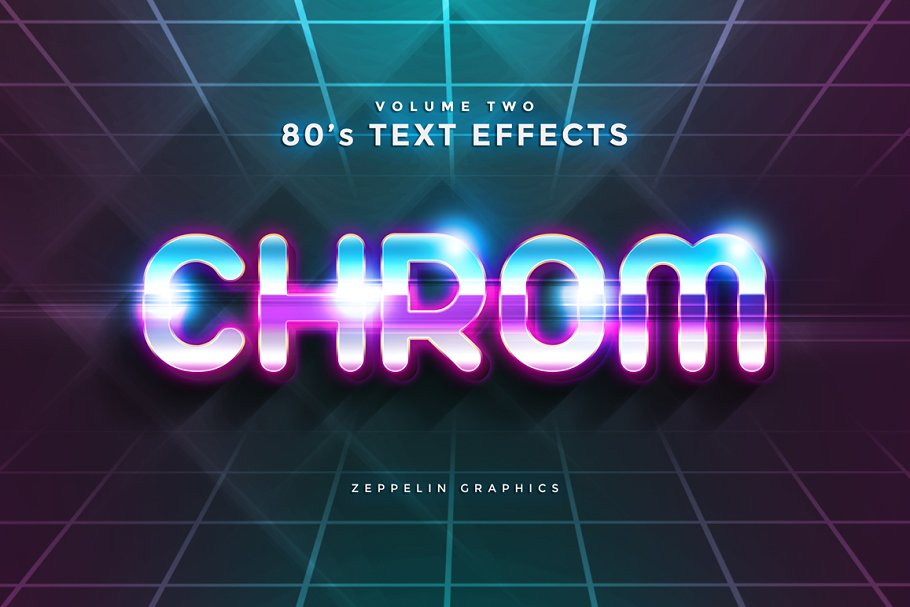 霓虹灯效果的PS字体图层特效样式 80s Text Effe