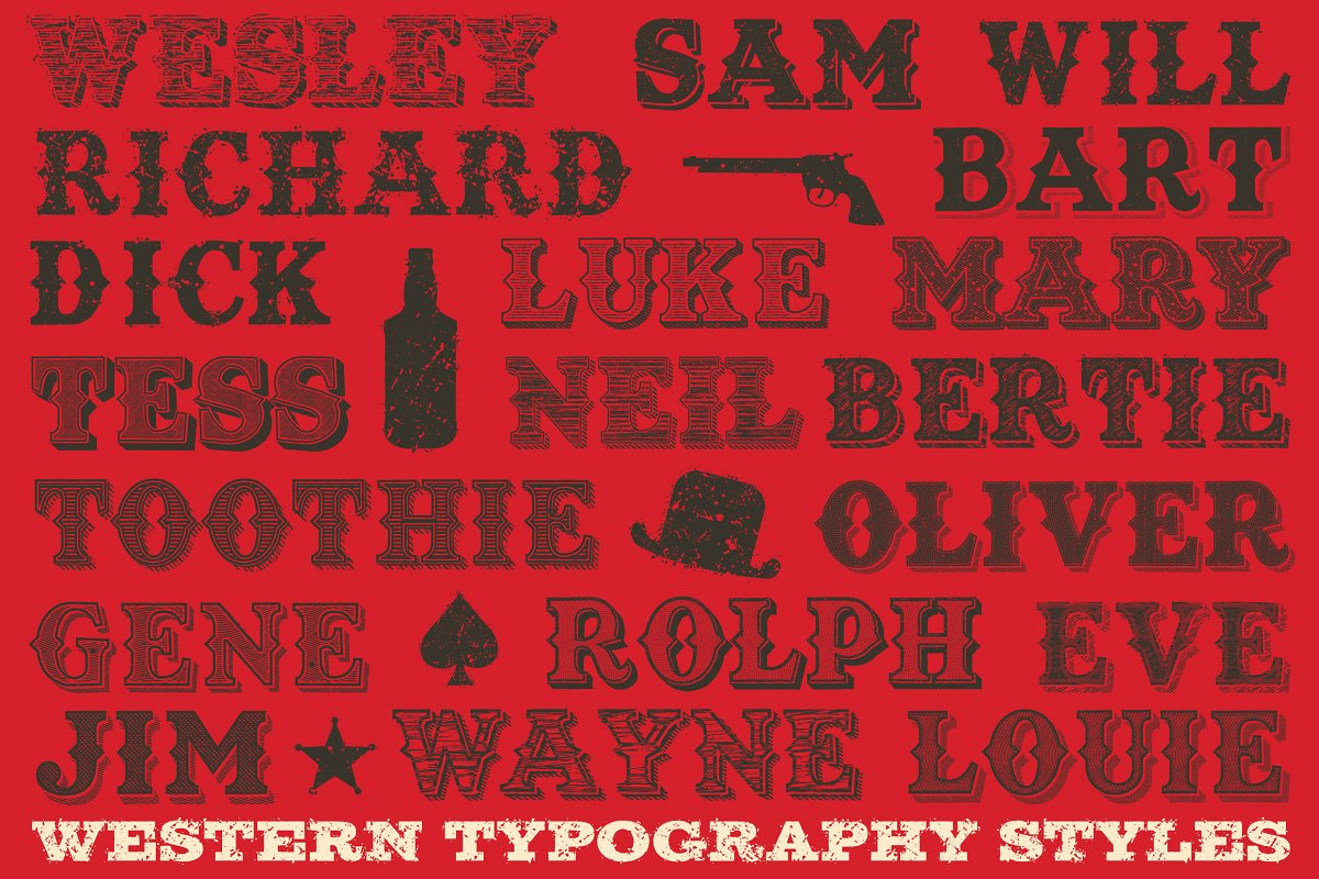 经典的字体图层样式 Western Typography #