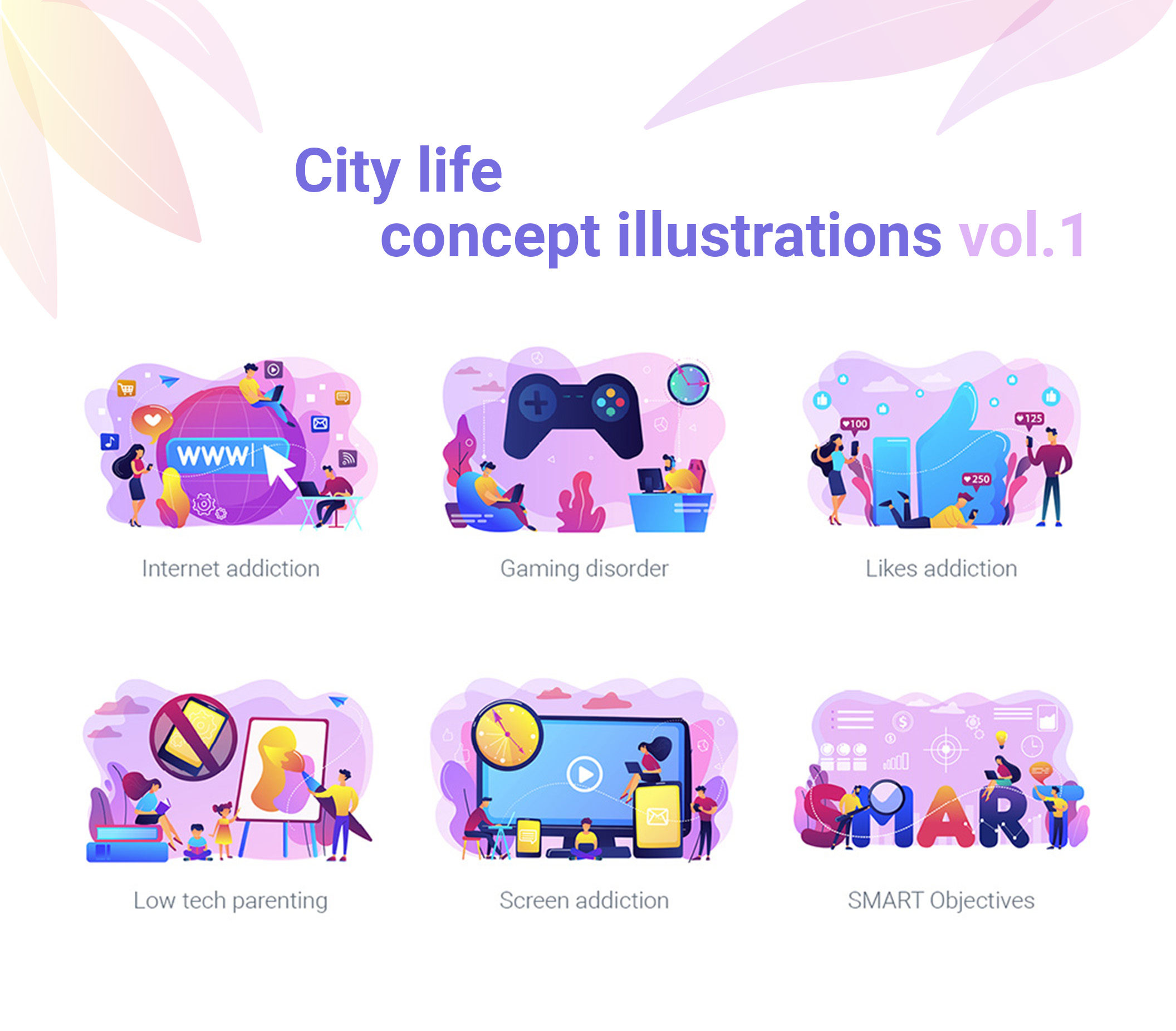 6个日常城市生活Web概念矢量插画素材 City life