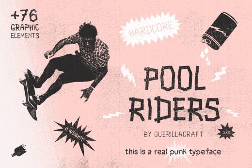 独特风格图形元素字体 Pool Riders Graphic