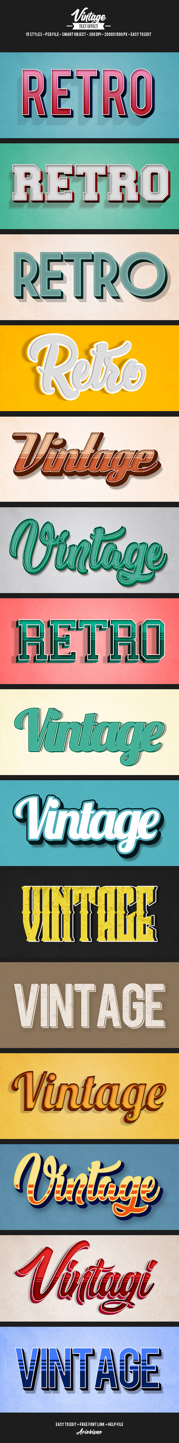 高端50年代60年代70年代3D立体vintage text