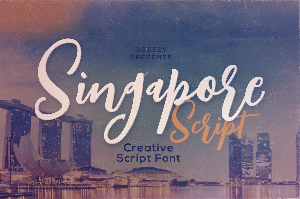 时尚高端简约复古新加坡脚本字体singapore-scrip