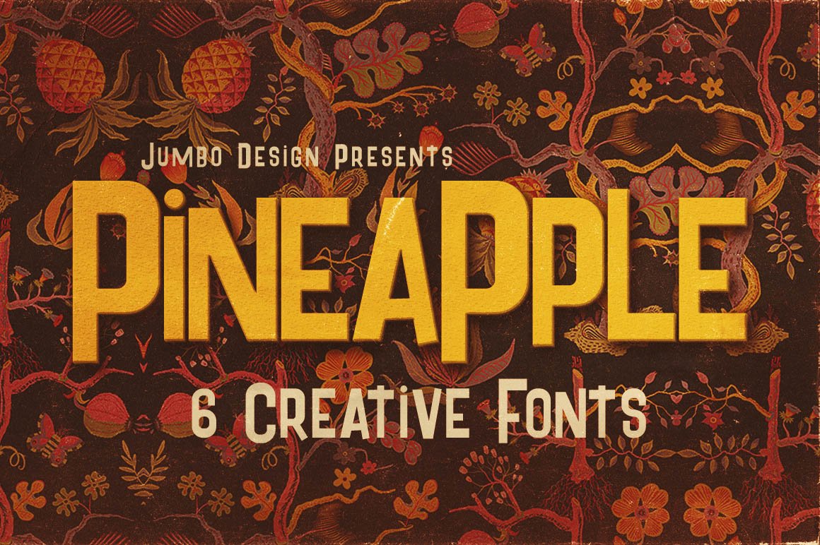 菠萝元素样式字体 Pineapple – 6 Funny S
