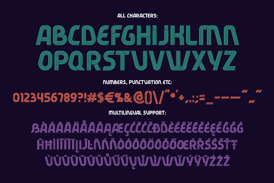 现代风格的字体套装 Modern fonts set Fiv