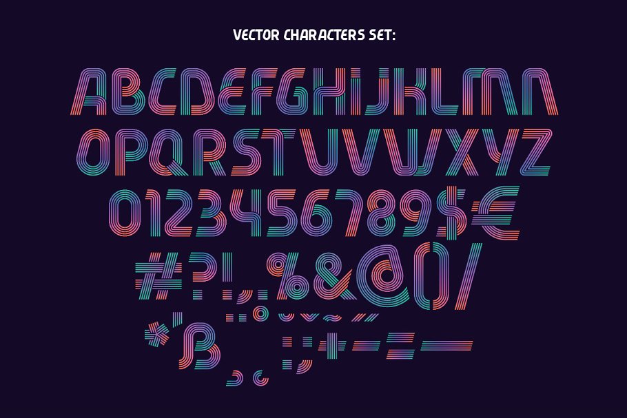 现代风格的字体套装 Modern fonts set Fiv