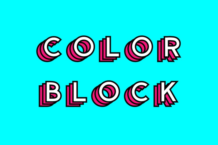 有厚度的彩色字体 Color Block – Colored