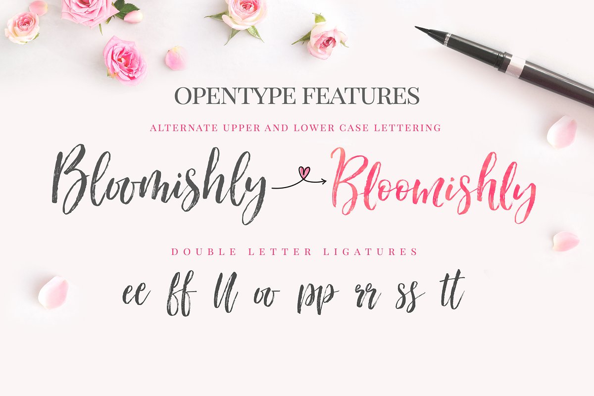 手写柔和书法字体 Bloomishly Brush Font