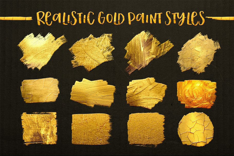 金色质感的特效效果 Gold Paint Effect fo