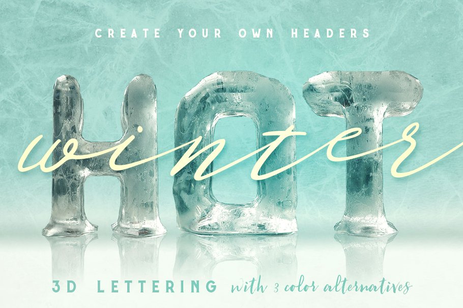 冰冷到无情的完美3D冰块质感字母Ice Ice Baby #