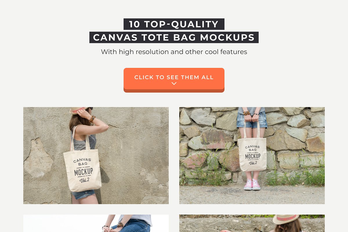 百搭实用的帆布袋环保袋设计样机Canvas Tote Bag
