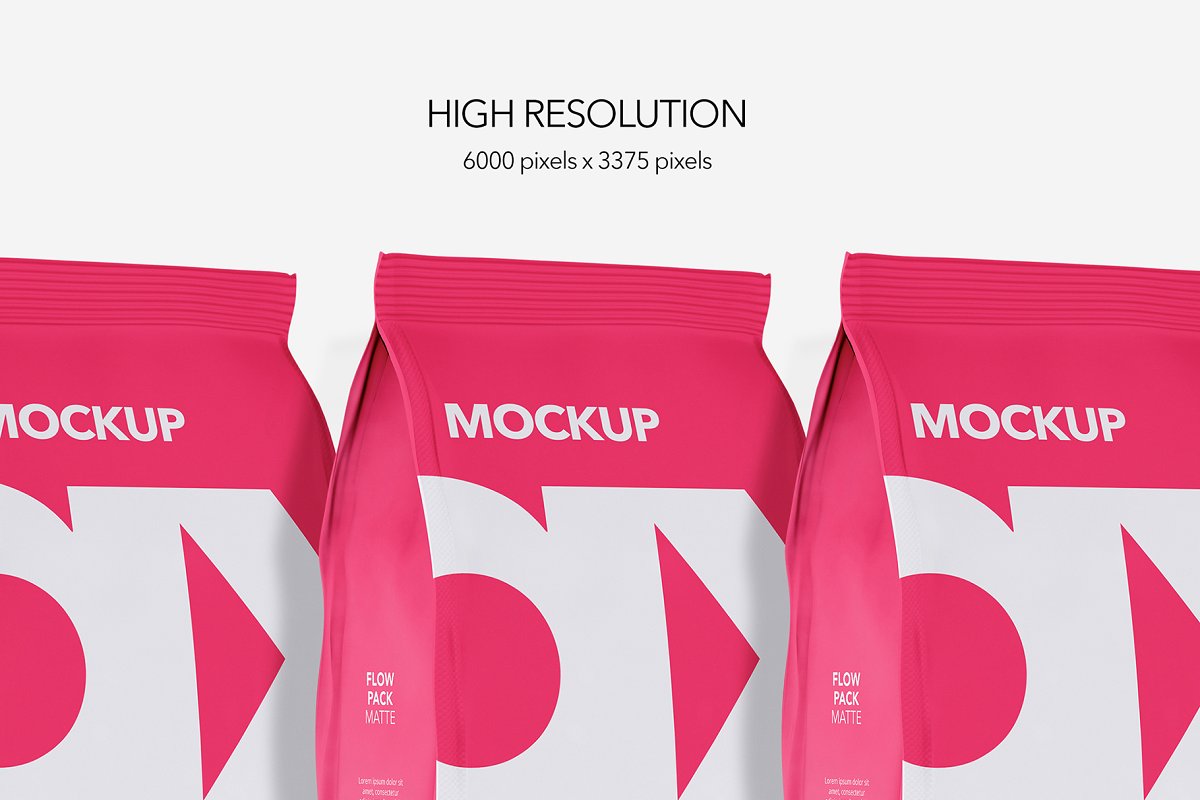 食品哑光压缩包装样机Flow Pack - Mockup #