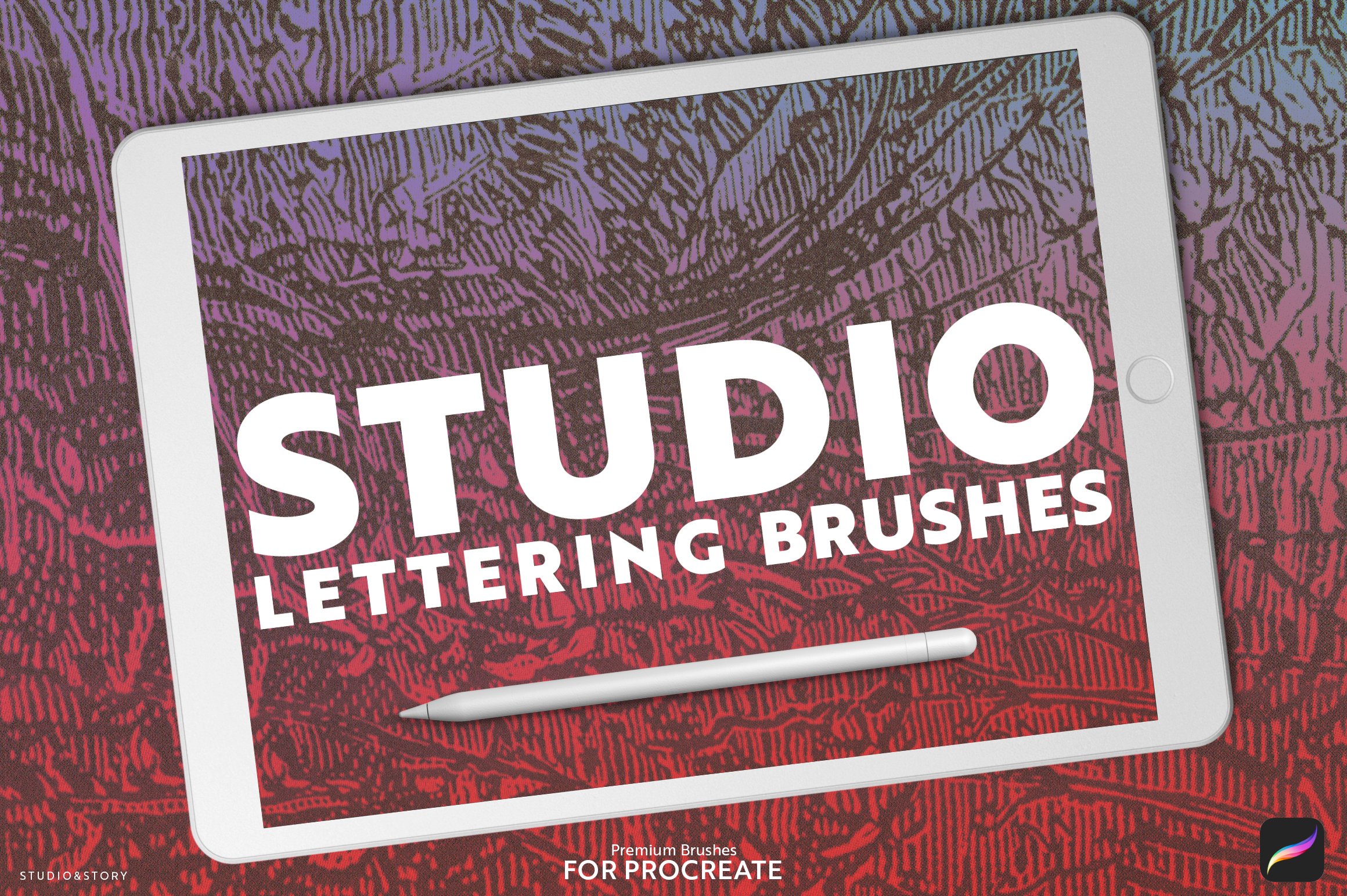 12个手写笔触笔刷 Lettering Brushes fo