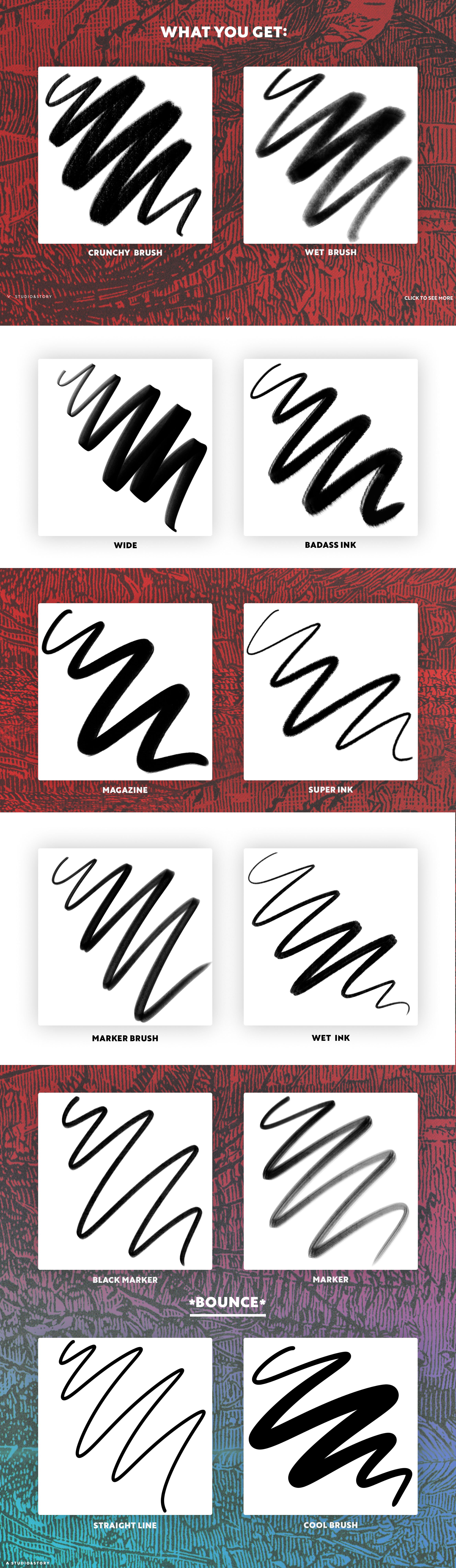 12个手写笔触笔刷 Lettering Brushes fo