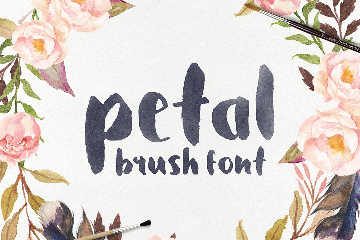 水墨毛笔字体 Petal – Brush Font #303