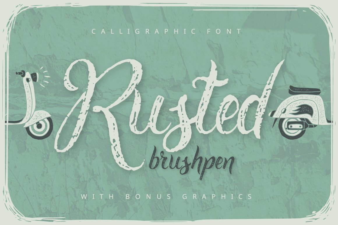 生锈的手写字体特征 Rusted brushpen font