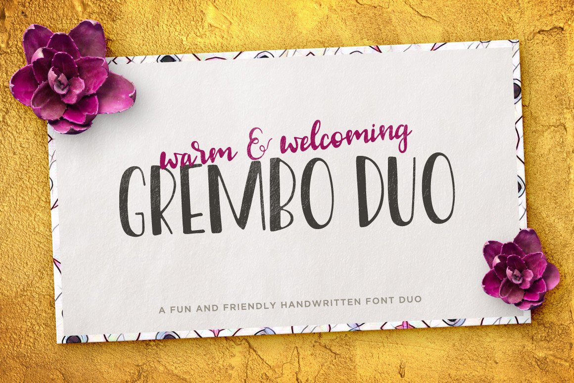柔和漂亮的手写字体 Grembo Font Duo #118