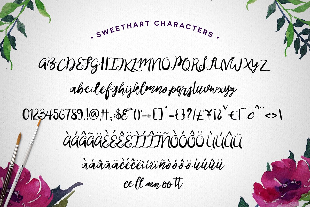 流畅的手绘字体 Sweethart Script Vect