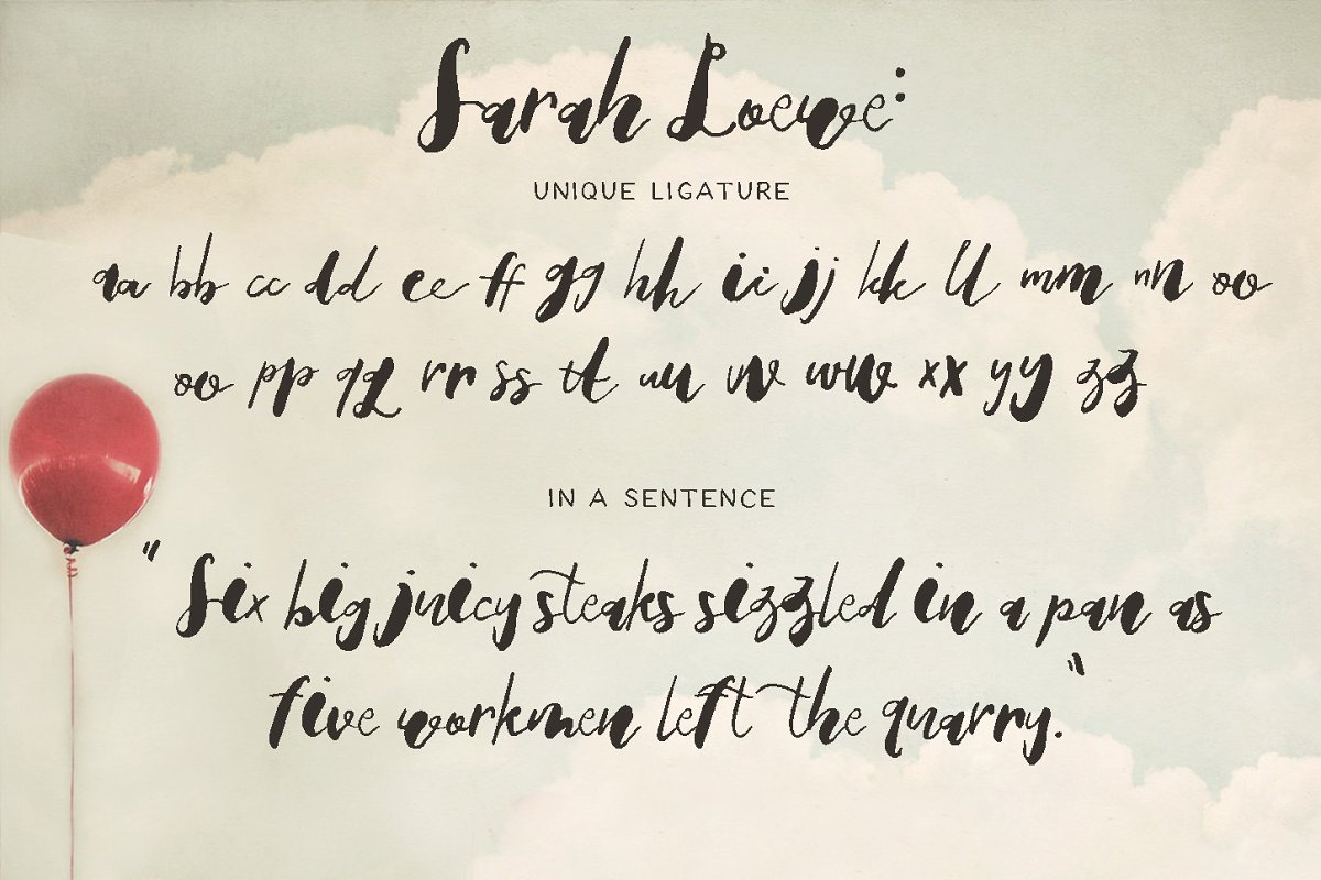 手绘英文脚本字体 Sarah Loewe Script #1