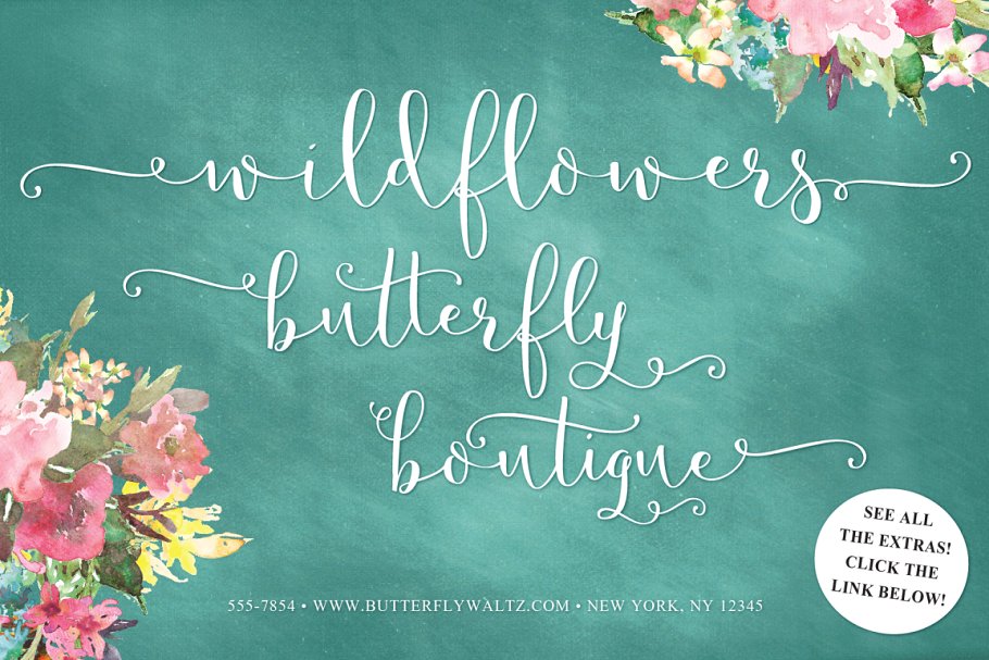 蝴蝶风格的手绘字体 Butterfly Waltz Scri
