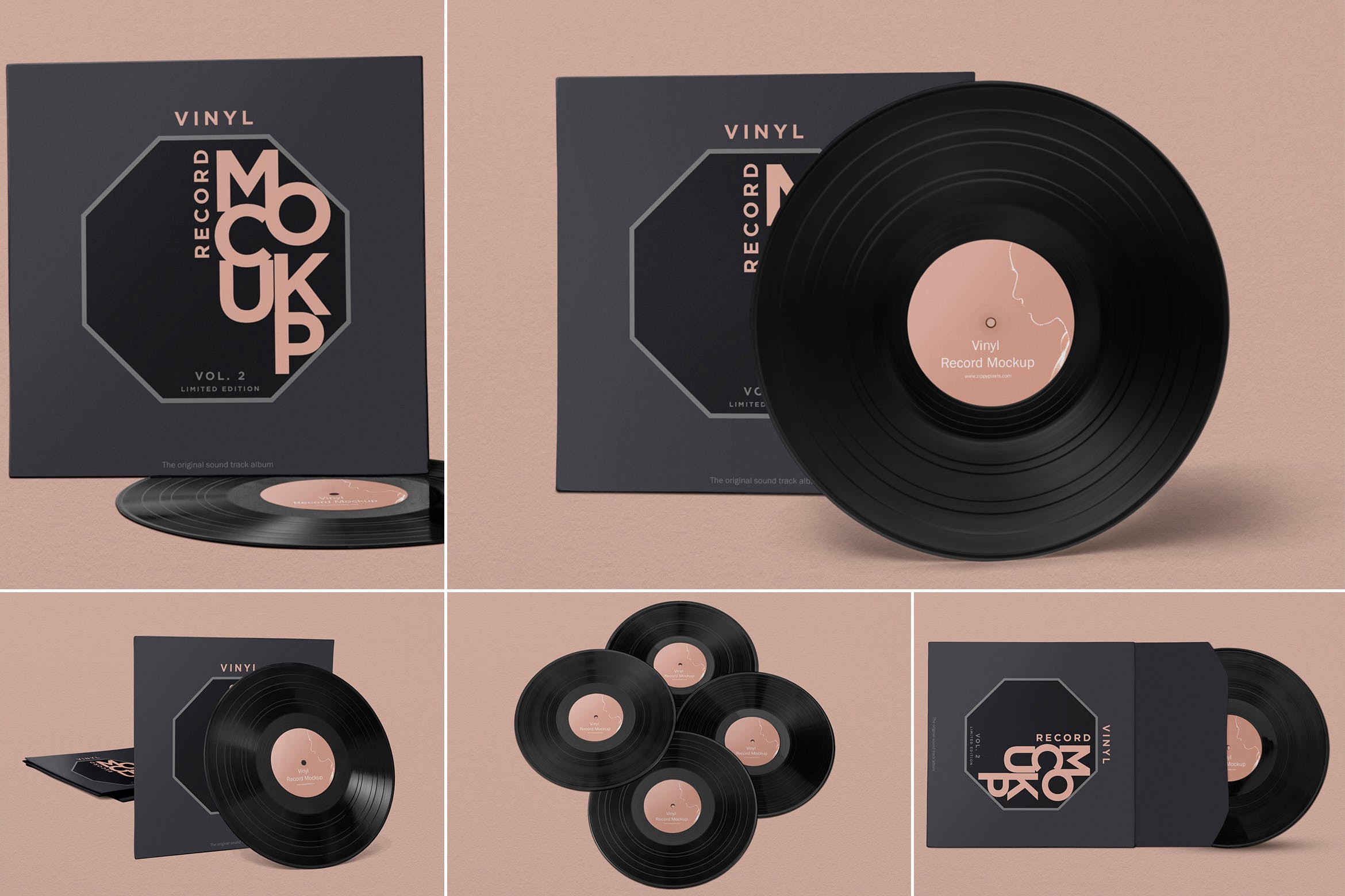 高端的黑胶唱片样机包装设计套装下载record album