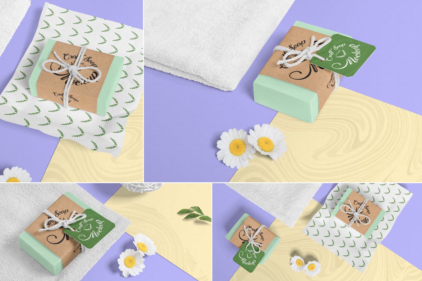 夏季马卡龙色美丽工艺肥皂条包装设计Craft Soap Ba