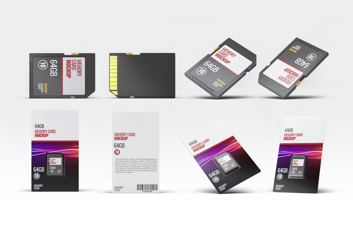 多角度多形式SD卡记忆卡包装设计样机memory card