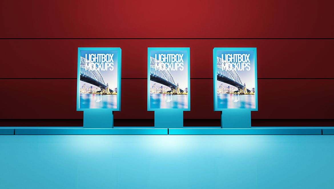 机场灯箱海报广告展示框样机下载3d lightbox pos