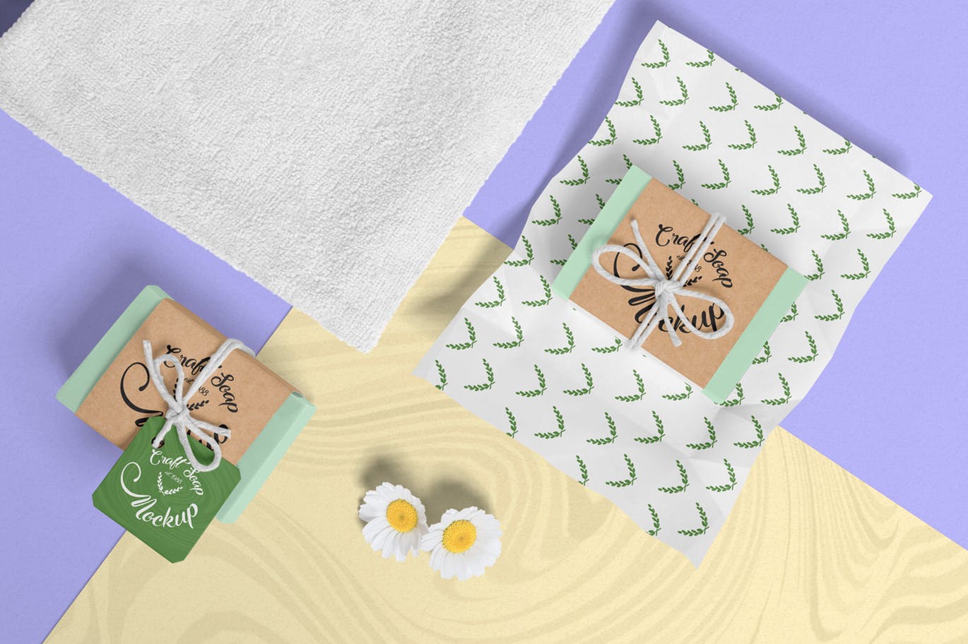 夏季马卡龙色美丽工艺肥皂条包装设计Craft Soap Ba