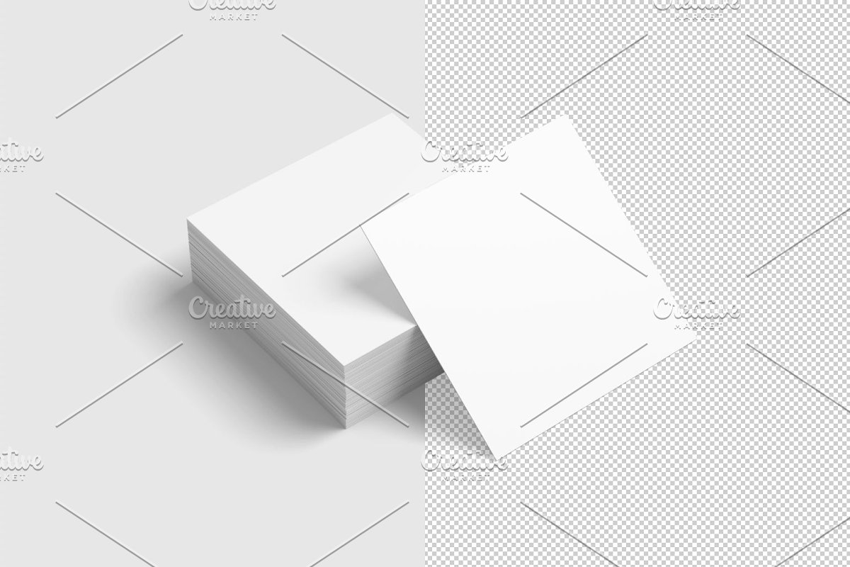 逼真企业商用方形名片样机模板Square Business