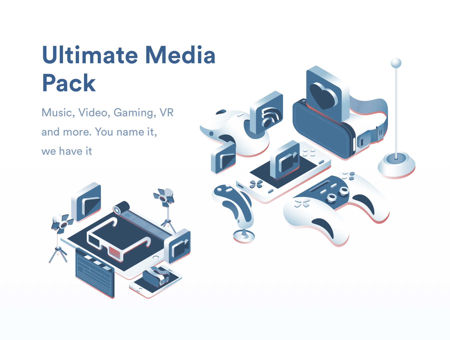 2.5D电子数码设备插画素材下载Ultimate Media