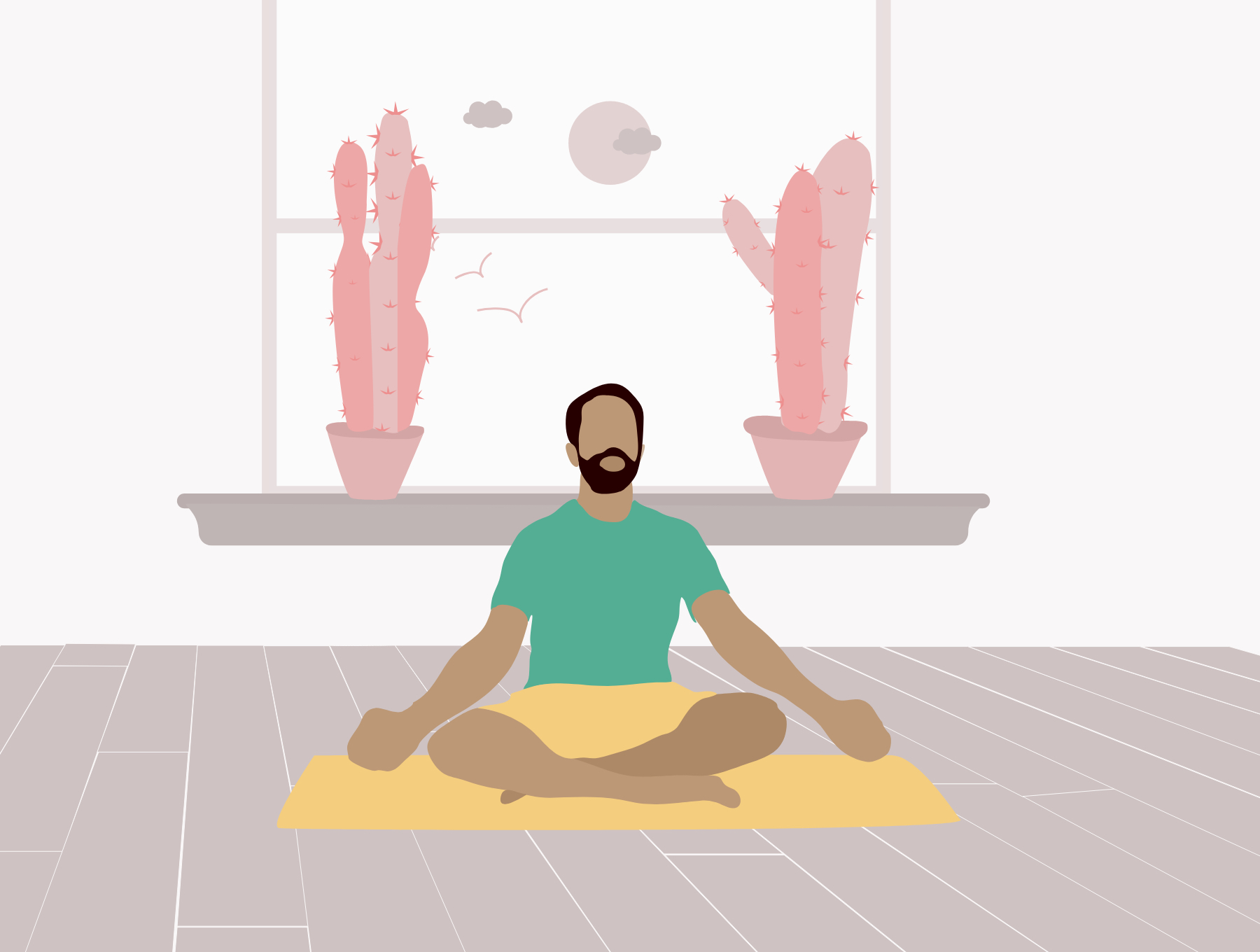 瑜伽健身锻炼类型网页Web插画素材 Yoga & W