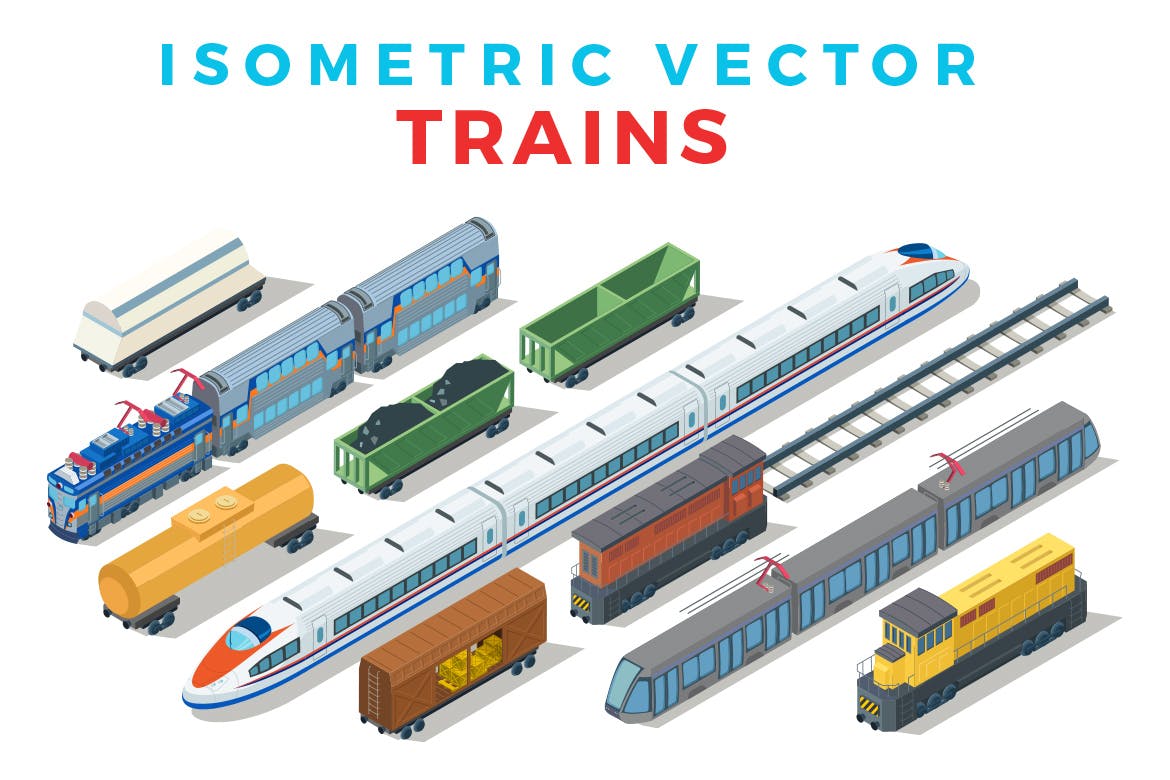 绝对稀有少见的2.5D等轴等距高铁动车火车vector-tr