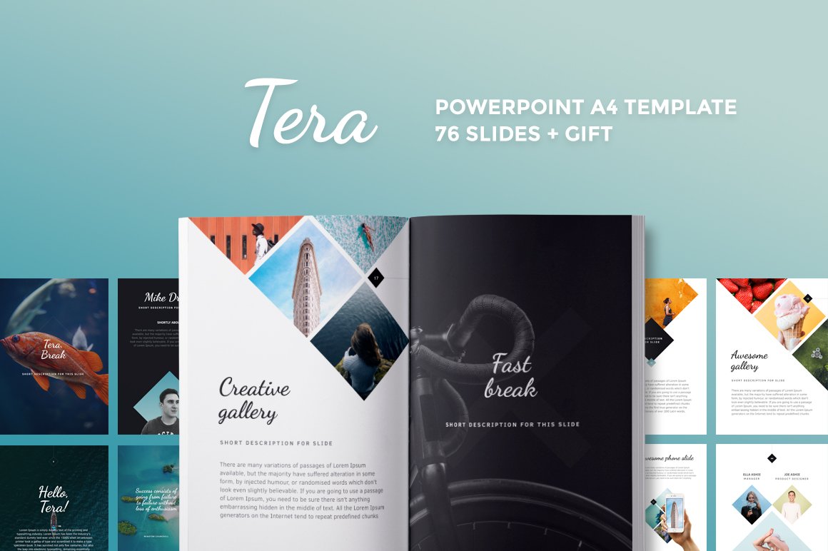 时尚ppt素材模板 A4 Tera PowerPoint