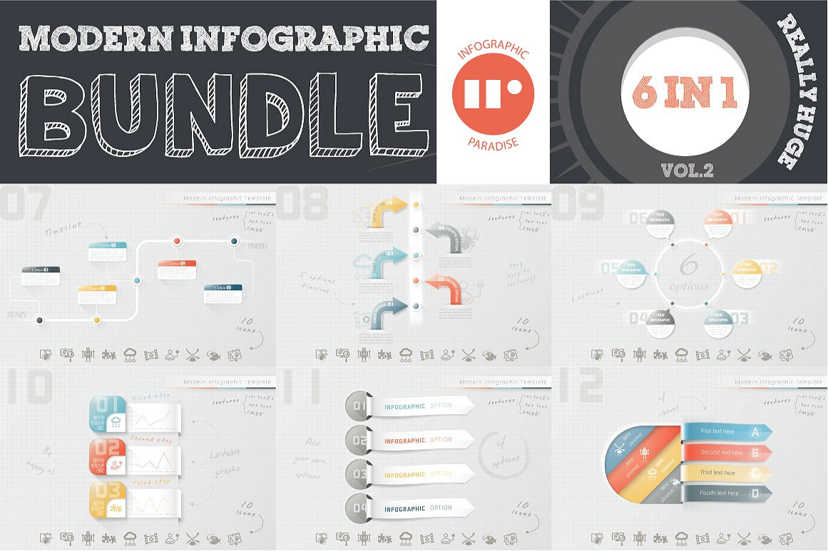 信息图表ppt素材模板 Infographic Bundle