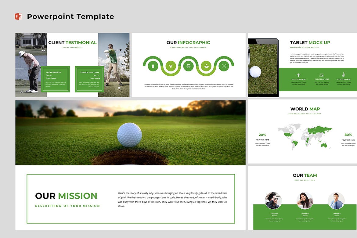 高尔夫内容介绍相关企业ppt模板golfy-powerpoi
