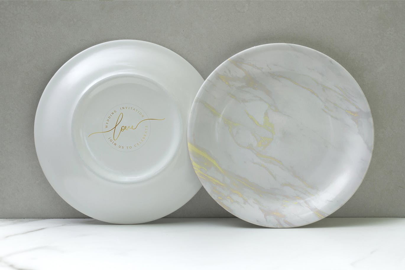 少见稀有的中国风陶瓷盘子餐盘设计VI样机展示模型porcel