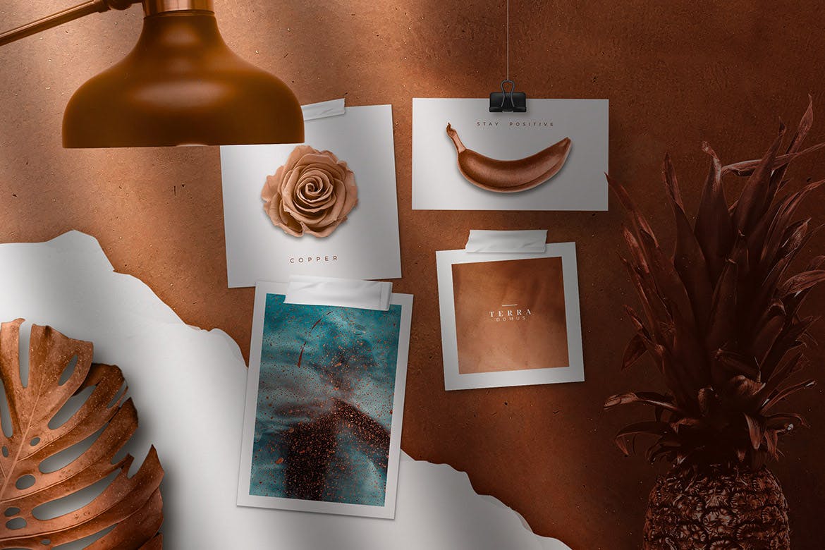 高端个性品牌设计展示套装样机copper-realistic