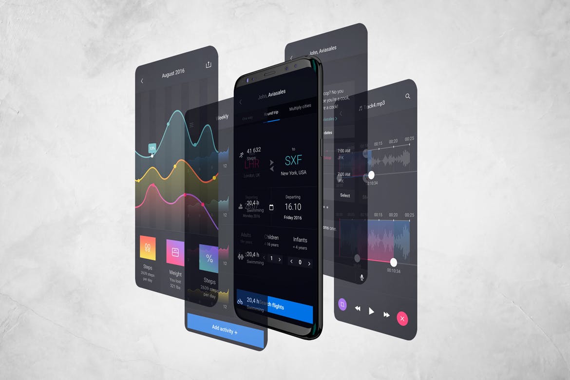 高品质的多角度三星S9手机应用程序APPFlowcharts
