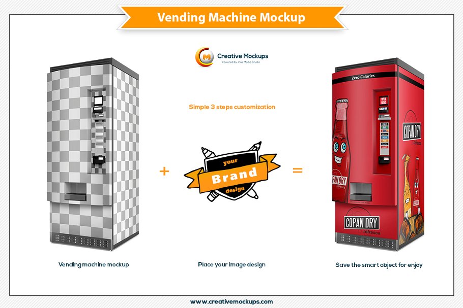 自动贩卖机包装或广告设计展示样机Vending-Machin