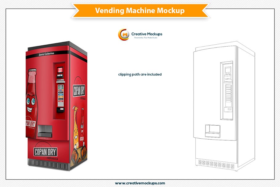 自动贩卖机包装或广告设计展示样机Vending-Machin