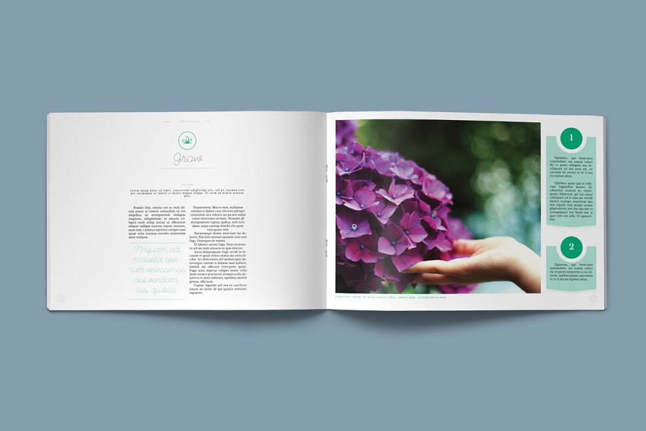 横版画册排版模板 Floral Brochure