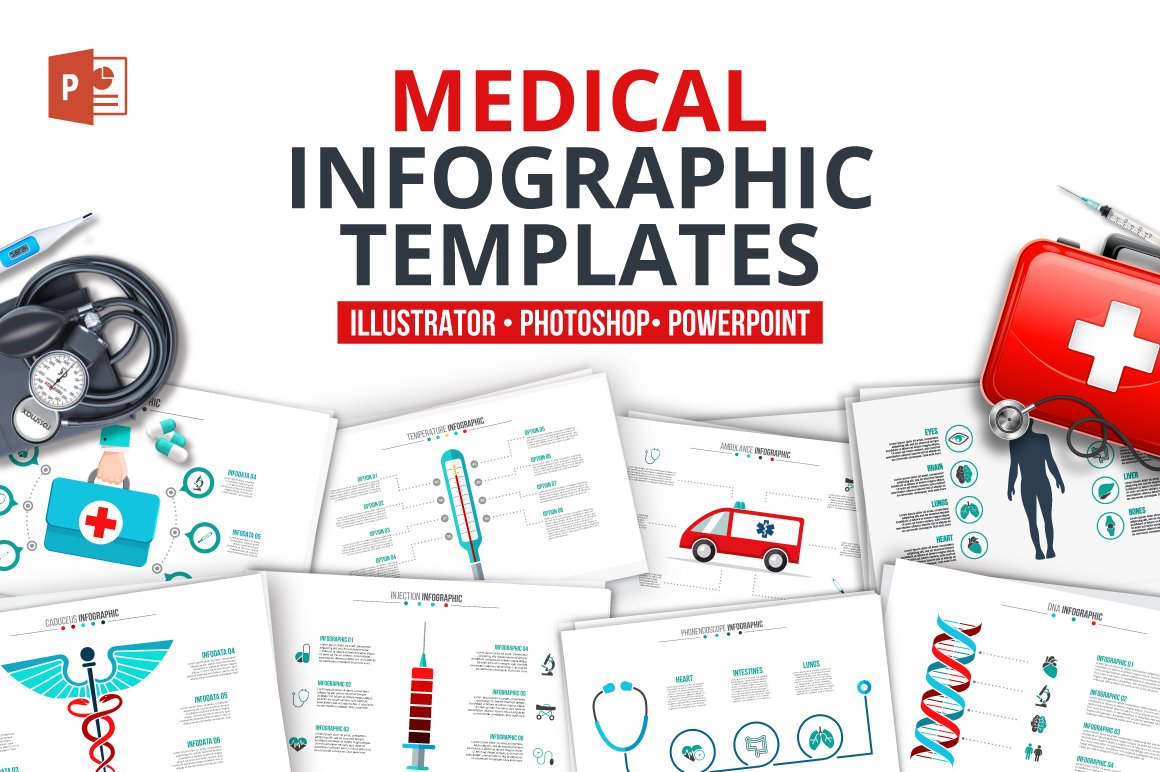 医疗信息PPT模板 Medical infographics