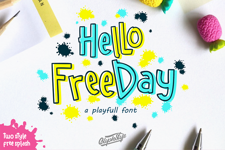 儿童卡通有趣的英文字体 Hello Freeday Play
