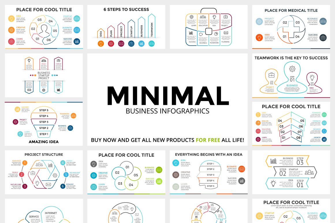 极简主义信息图表数据类设计元素模板 MINIMAL – Fr