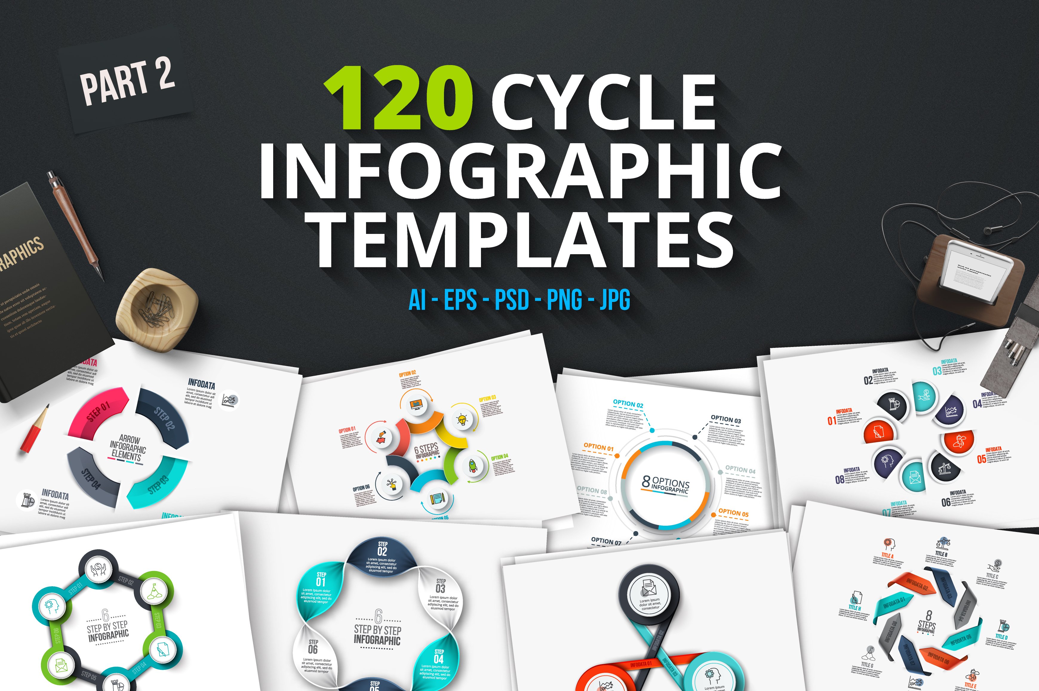 环形信息图形模板 120 cycle infographic