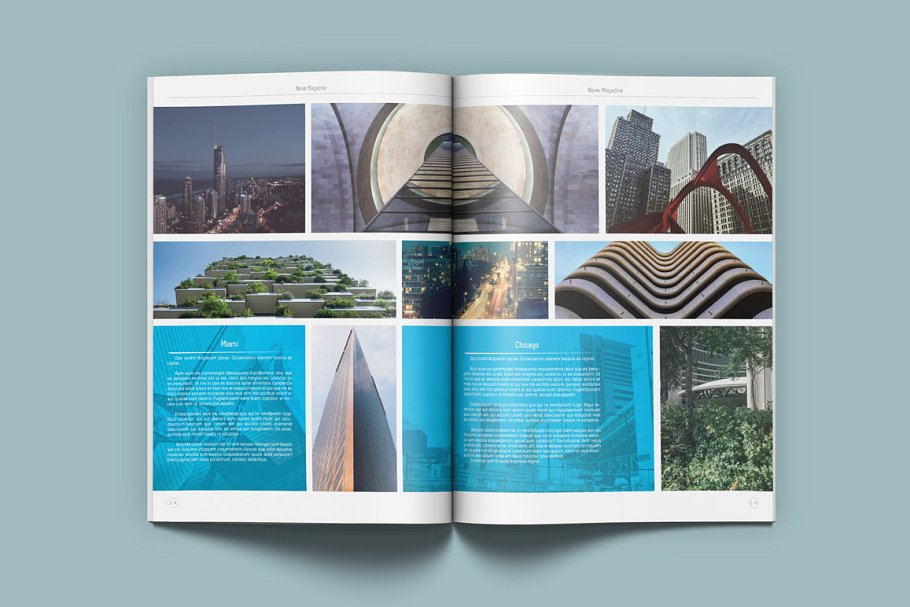 几何型设计元素的画册杂志模板 Novo Modern Mag