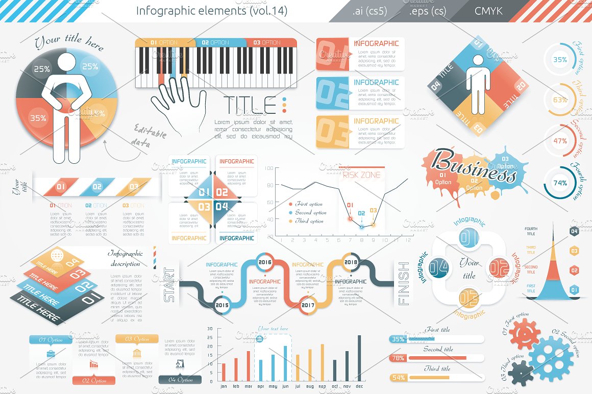 PPT里常用的图表信息元素 Infographic Elem